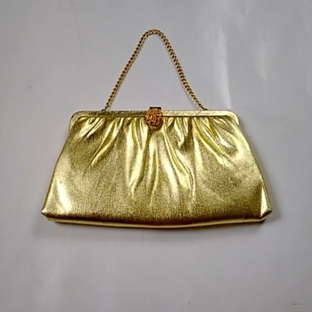 Retro Vintage HL USA Gold Metallic Women Handbag